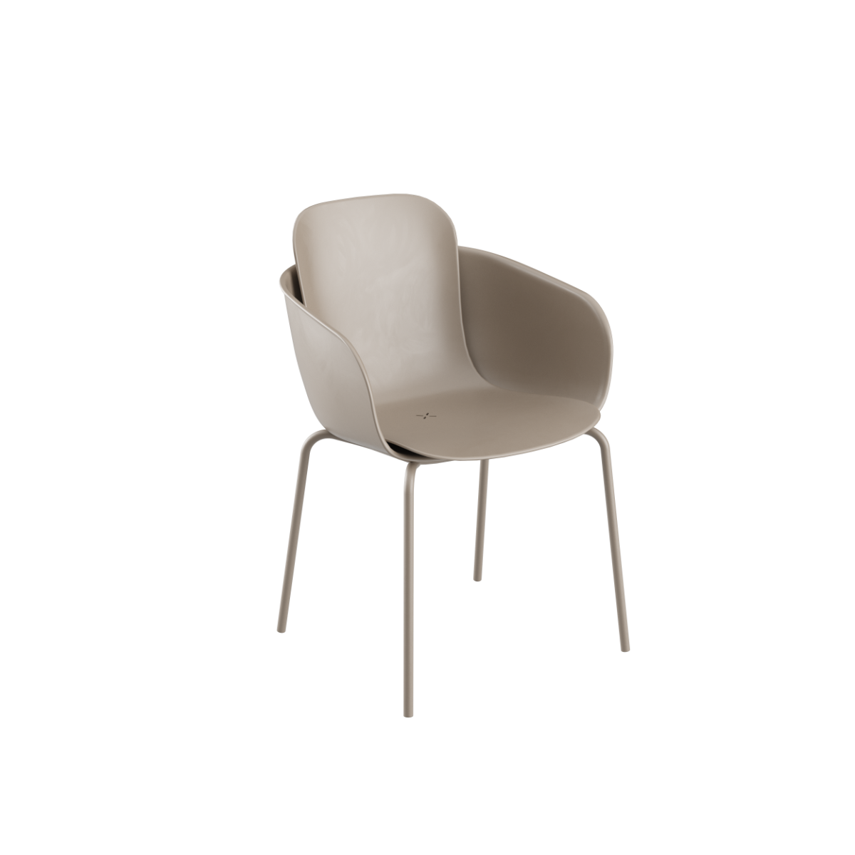 Patio Chair no. One S2 Outdoor-Stuhl in taupe mit pulverbeschichtetem Stahlrahmen und Kunststoffsitzschale