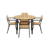 Kirra Dining Table Ø110 mit runder schwarzer Keramikplatte und 4 schwarzen Kirra Patio Stühlen aus Aluminium und Teak. | Kirra Dining Table Ø110 & 4 Kirra Patio Chair - Noir | SACKit