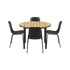 Runder Kirra Dining Table Noir mit 4 Patio Chair no. One S2 in Olive/Noir im Outdoor - Set | Kirra Dining Table Ø110 Noir & 4 Patio Chair No. One - Patio Chair no. One S1 Noir/ Noir | SACKit
