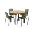 Runder Kirra Dining Table Noir mit 4 Patio Chair no. One S1 in Olive und Noir im Outdoor - Set | Kirra Dining Table Ø110 Noir & 4 Patio Chair No. One - Patio Chair no. One S1 Olive/ Noir | SACKit
