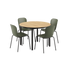 Runder Kirra Dining Table Noir mit 4 Patio Chair no. One S1 in Olive und Noir im Outdoor - Set | Kirra Dining Table Ø110 Noir & 4 Patio Chair No. One - Patio Chair no. One S1 Olive/ Noir | SACKit
