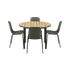 Runder Kirra Dining Table Noir mit vier Patio Chair no. One S2 Stühlen in Olive und Noir im Außenbereich | Kirra Dining Table Ø110 Noir & 4 Patio Chair No. One - Patio Chair no. One S1 Olive/ Noir | SACKit