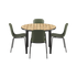Runder Kirra Dining Table Noir mit vier Patio Chair no. One S2 Stühlen in Olive und Noir im Außenbereich | Kirra Dining Table Ø110 Noir & 4 Patio Chair No. One - Patio Chair no. One S1 Olive/ Noir | SACKit