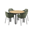 Runder Kirra Dining Table Noir mit 4 Patio Chair no. One S2 Stühlen in Olive und Noir Außenmöbel - Set | Kirra Dining Table Ø110 Noir & 4 Patio Chair No. One - Patio Chair no. One S2 Olive/ Noir | SACKit