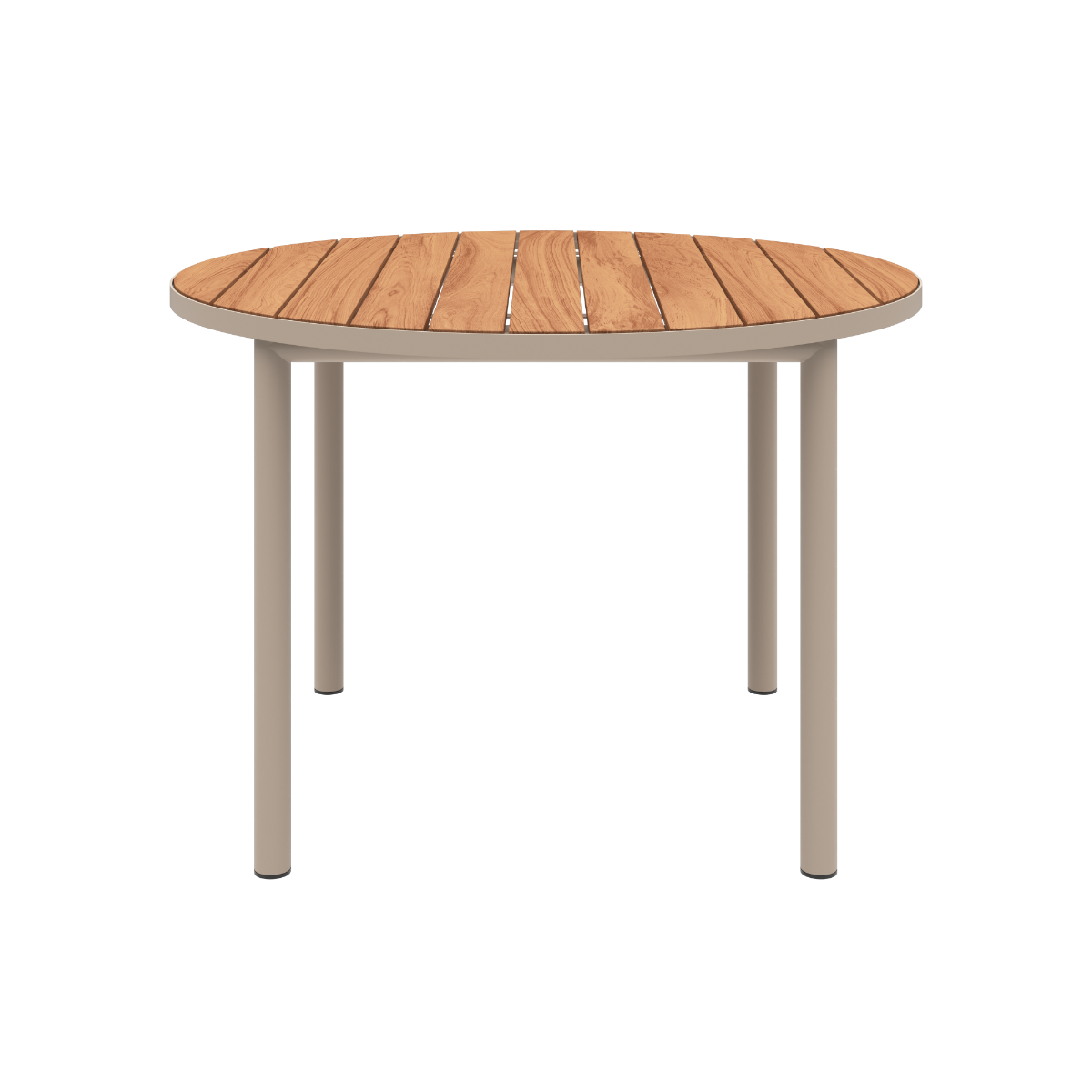Runder Kirra Dining Table Ø110 aus taupefarbenem pulverbeschichtetem Aluminium und Teakholz, Outdoor - Esstisch | Kirra Dining Table Ø110 - Taupe | SACKit