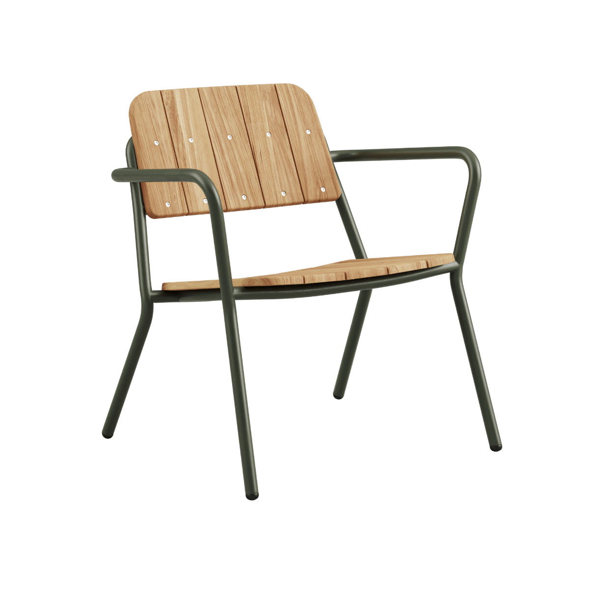 Kirra Patio Lounge Chair in Olive mit pulverbeschichtetem Aluminium und FSC - zertifiziertem Teakholz, entspannte Sitzposition. | Kirra Patio Lounge Chair - Olive | SACKit