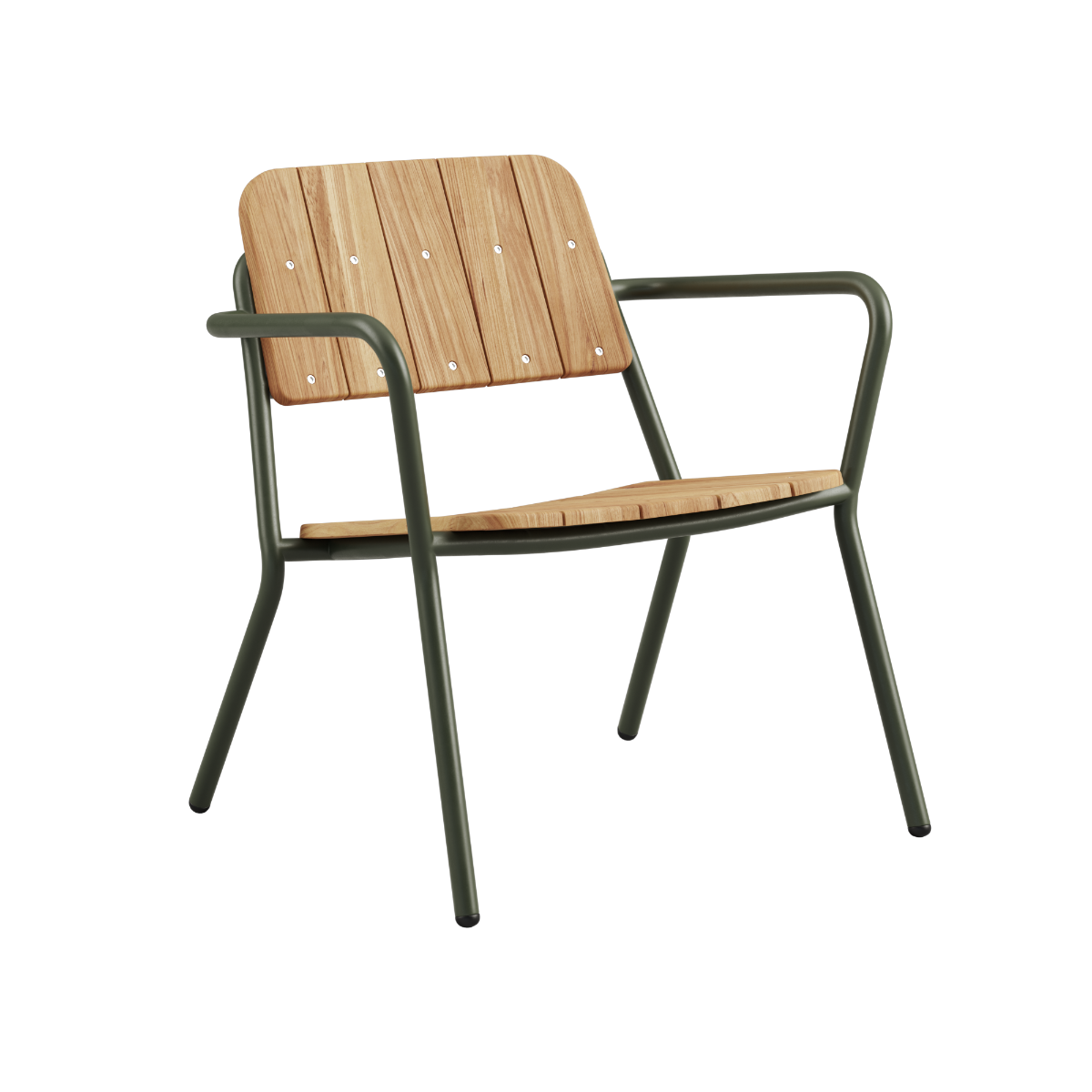 Kirra Patio Lounge Chair in Olive mit pulverbeschichtetem Aluminium und FSC - zertifiziertem Teakholz, entspannte Sitzposition. | Kirra Patio Lounge Chair - Olive | SACKit