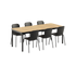 Kirra Dining Table 210x90 mit schwarzem Patio Chair no. One S1 in Noir/Noir, Outdoor - Set aus Aluminium und Teakholz | Kirra Dining Table Noir & 6 Patio Chair no. One - Patio Chair no. One S1 Noir/ Noir | SACKit