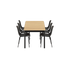 Kirra Dining Table 210x90 mit sechs Olive/Noir Patio Chair no. One S2 Stühlen aus Aluminium und Teakholz. | Kirra Dining Table Noir & 6 Patio Chair no. One - Patio Chair no. One S1 Noir/ Noir | SACKit