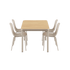 Kirra Dining Table 150x90 mit vier taupefarbenen Patio Chair no. One S2 Stühlen aus Aluminium und Teakholz | Kirra Dining Table Taupe & 4 Patio Chair no. One - Patio Chair no. One S1 | SACKit