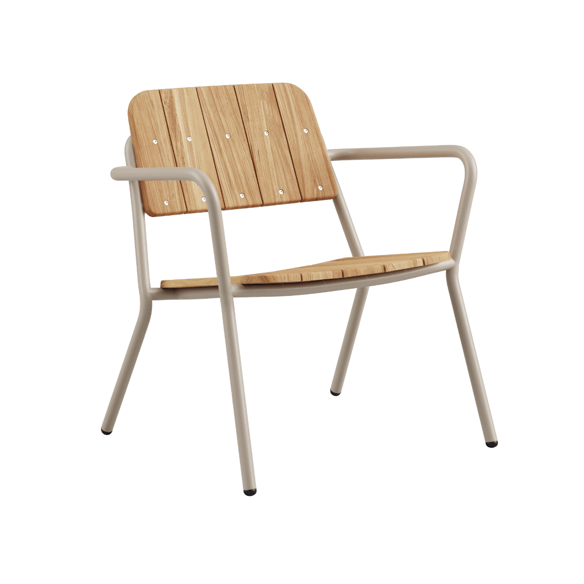 Kirra Patio Lounge Chair in taupe mit pulverbeschichtetem Aluminium und FSC - zertifiziertem Teakholz, niedrige Sitzposition. | Kirra Patio Lounge Chair - Taupe | SACKit