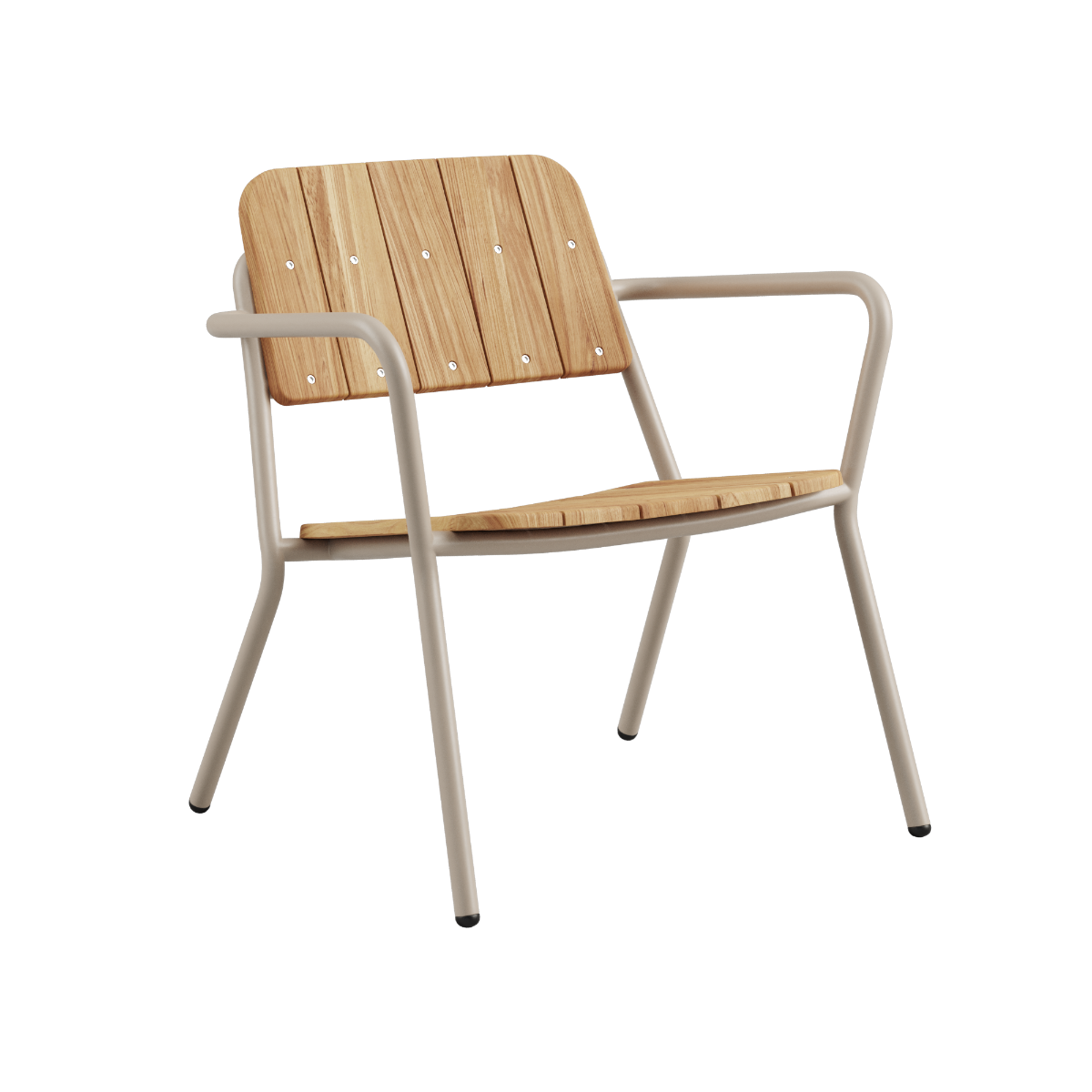 Kirra Patio Lounge Chair in taupe mit pulverbeschichtetem Aluminium und FSC - zertifiziertem Teakholz, niedrige Sitzposition. | Kirra Patio Lounge Chair - Taupe | SACKit