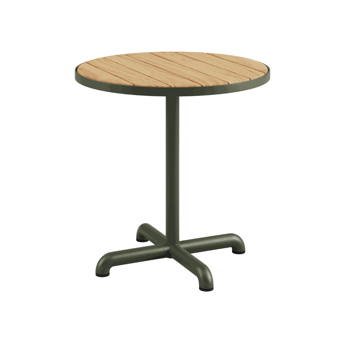 Kirra Café Table aus pulverbeschichtetem Aluminium und FSC - zertifiziertem Teakholz in Olive, rund, Outdoor - Tisch | Kirra Café Table - Olive | SACKit