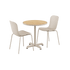 Kirra Café Table Taupe mit 2 Patio Chair no. One S1 in Taupe, runder Tisch und Stühle aus Aluminium und Polypropylen | Kirra Cafe Table Taupe & 2 Patio Chair No. One - Patio Chair no. One S1 | SACKit