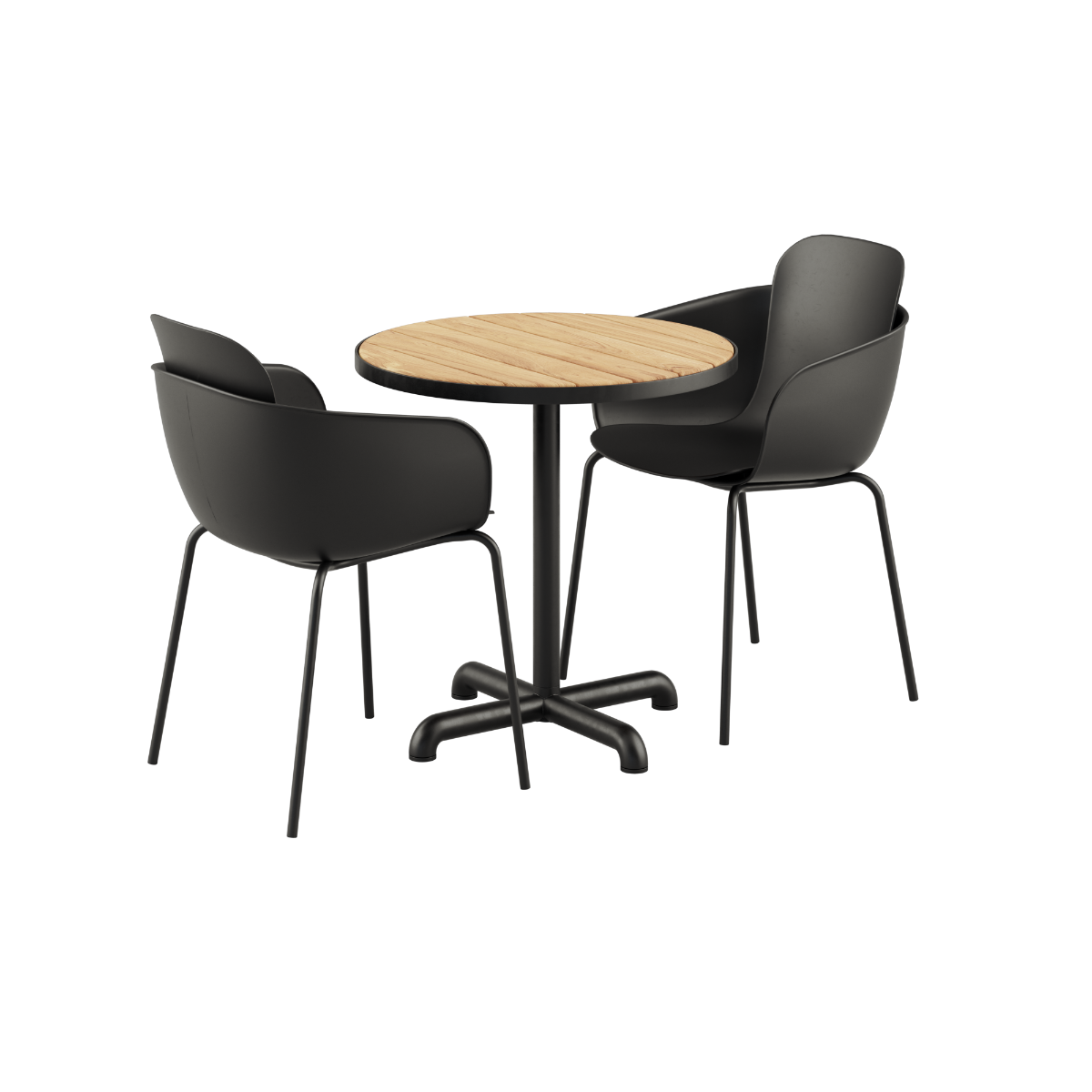 Runder Kirra Café Tisch Noir mit 2 Patio Chair no. One S2 Stühlen in Noir/Noir Farbe | Kirra Cafe Table Noir & 2 Patio Chair No. One - Patio Chair no. One S2 Noir/ Noir | SACKit