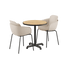 Runder Kirra Café Tisch aus Teak mit zwei taupe - schwarzen Patio Chair no. One S2 Stühlen aus Polypropylen und Stahl | Kirra Cafe Table Noir & 2 Patio Chair No. One - Patio Chair no. One S2 Taupe/ Noir | SACKit