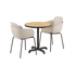 Runder Kirra Café Tisch aus Teak mit zwei taupe - schwarzen Patio Chair no. One S2 Stühlen aus Polypropylen und Stahl | Kirra Cafe Table Noir & 2 Patio Chair No. One - Patio Chair no. One S2 Taupe/ Noir | SACKit