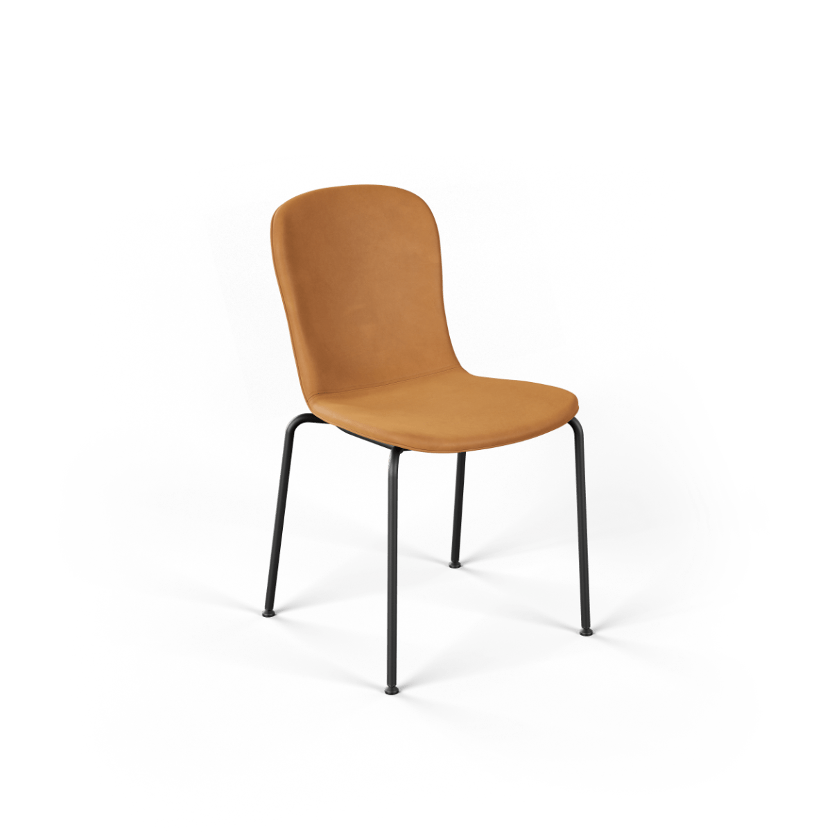 Chair no. One S1 Esszimmerstuhl in Luna Sandstone mit Lederpolster und Stahlgestell