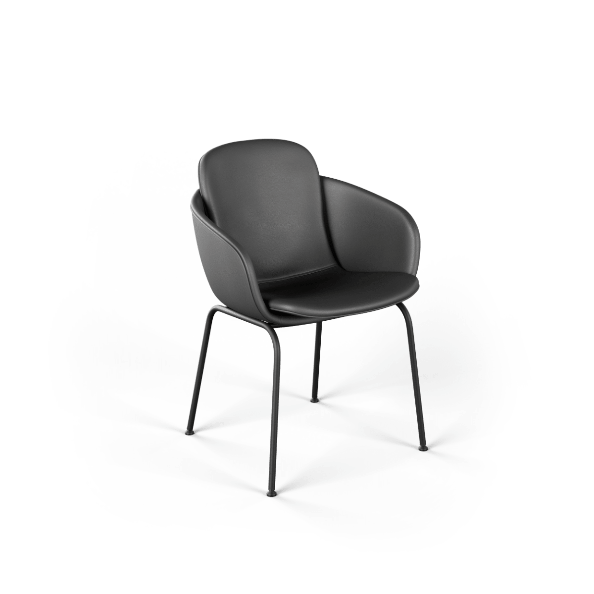 Chair no. One S2 in Terra Black with leather upholstery and powder - coated steel frame. | Chair no. One S2 - Terra Black | SACKit