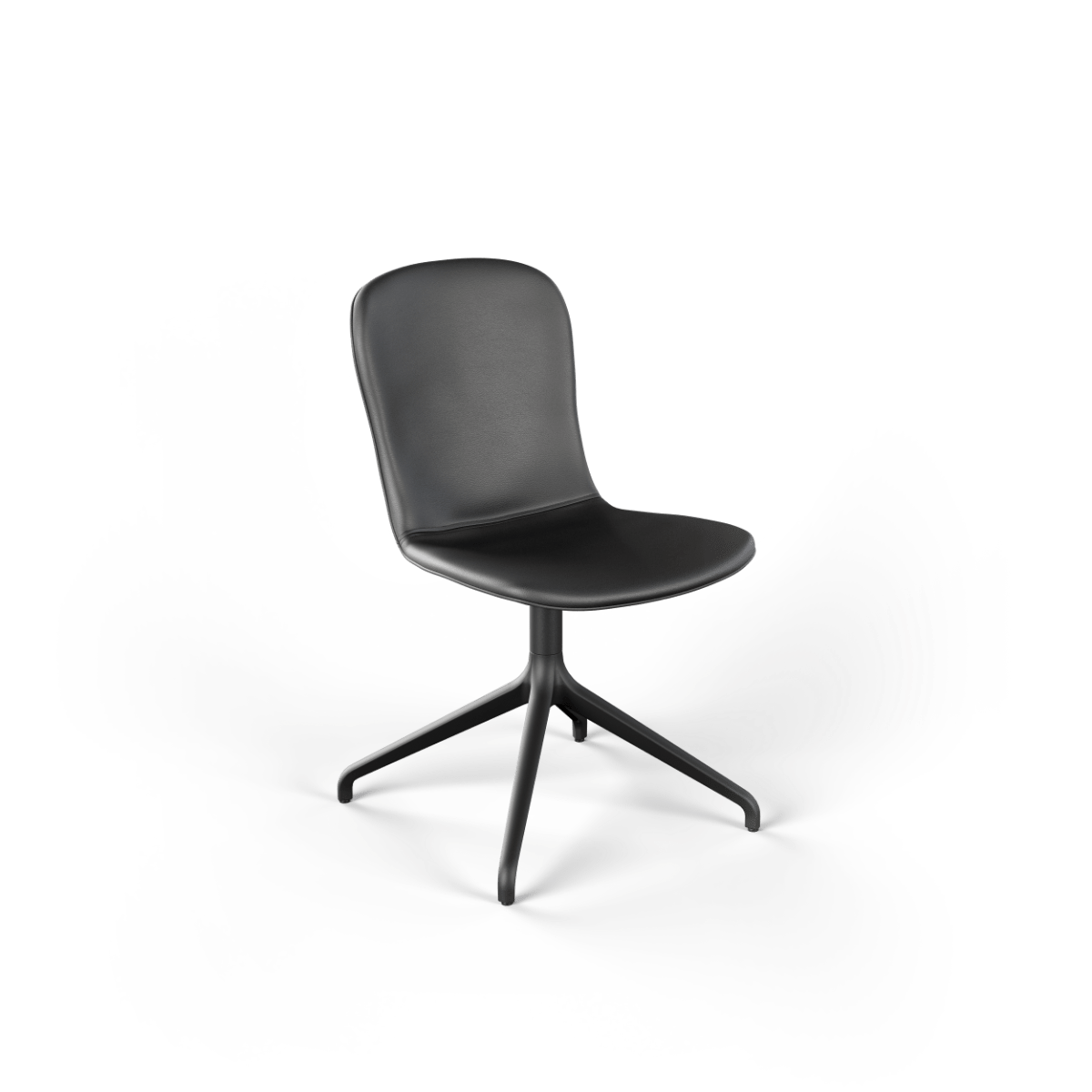 Schwarzer Chair no. One S1 Esszimmerstuhl mit Aluminium-Drehfuß ohne Rückholfunktion