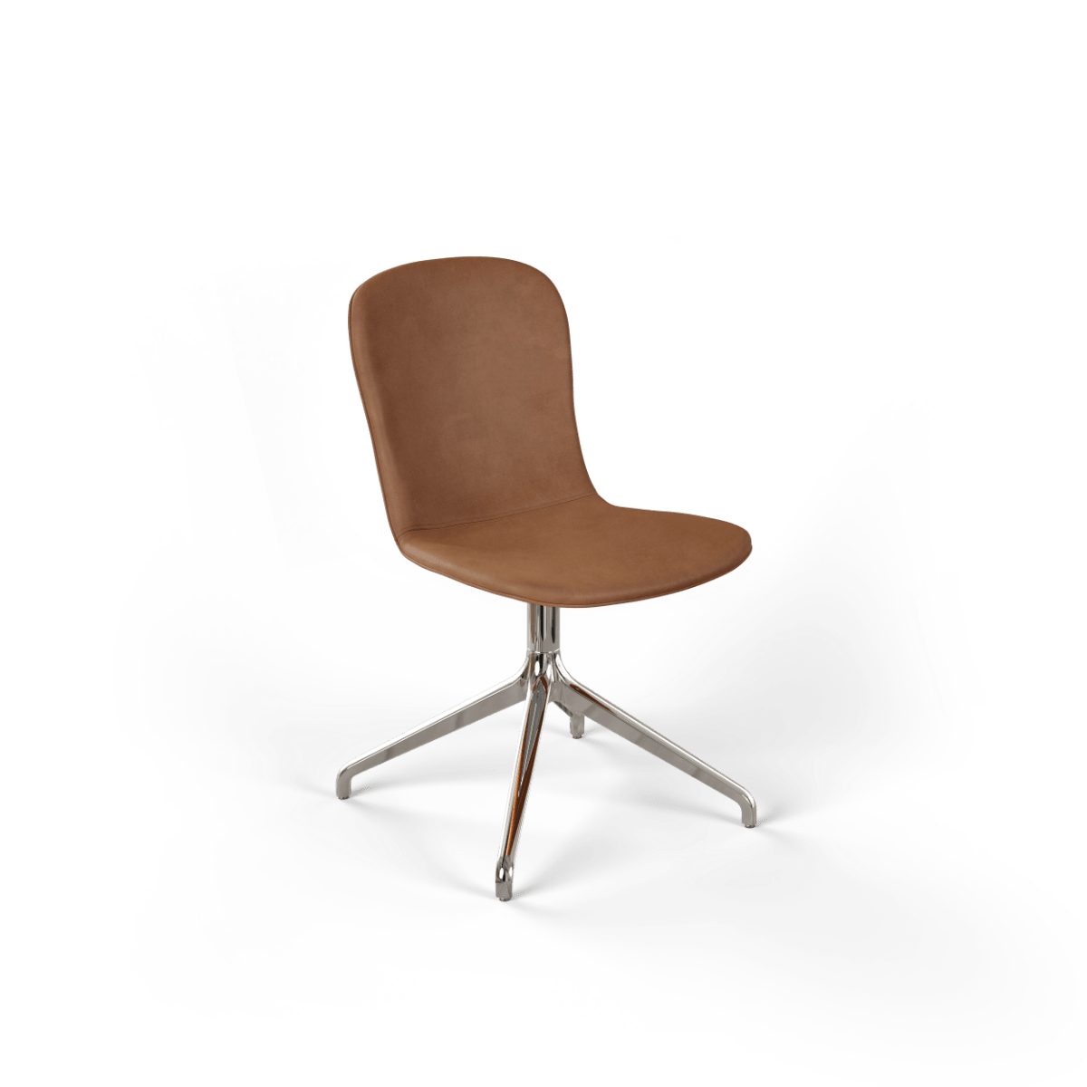 Chair no. One S1 Polished Swivel in Luna Walnut with polished aluminum swivel base, indoor dining chair | Chair no. One S1 Polished Swivel - Luna Walnut Ohne Rückholfunktion | SACKit