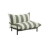 Gestreiftes Outdoor Loungesofa von sackit mit cremegrünen Polstern und schwarzem Metallrahmen für entspannte Stunden im Garten oder auf der Terrasse