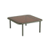 Kompakter quadratischer Outdoor - Couchtisch Mollis in Olive mit pulverbeschichtetem Aluminiumrahmen und getöntem Glas. | Mollis Coffee Table - Olive | SACKit