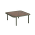 Kompakter quadratischer Outdoor - Couchtisch Mollis in Olive mit pulverbeschichtetem Aluminiumrahmen und getöntem Glas. | Mollis Coffee Table - Olive | SACKit