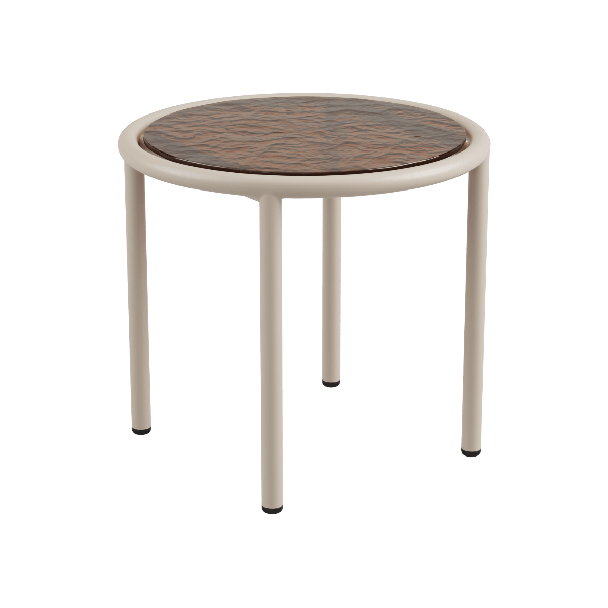 Runder Mollis Side Table Ø50 in Taupe mit pulverbeschichtetem Aluminiumrahmen und getöntem Glas für den Außenbereich. | Mollis Side Table Ø50 - Taupe | SACKit