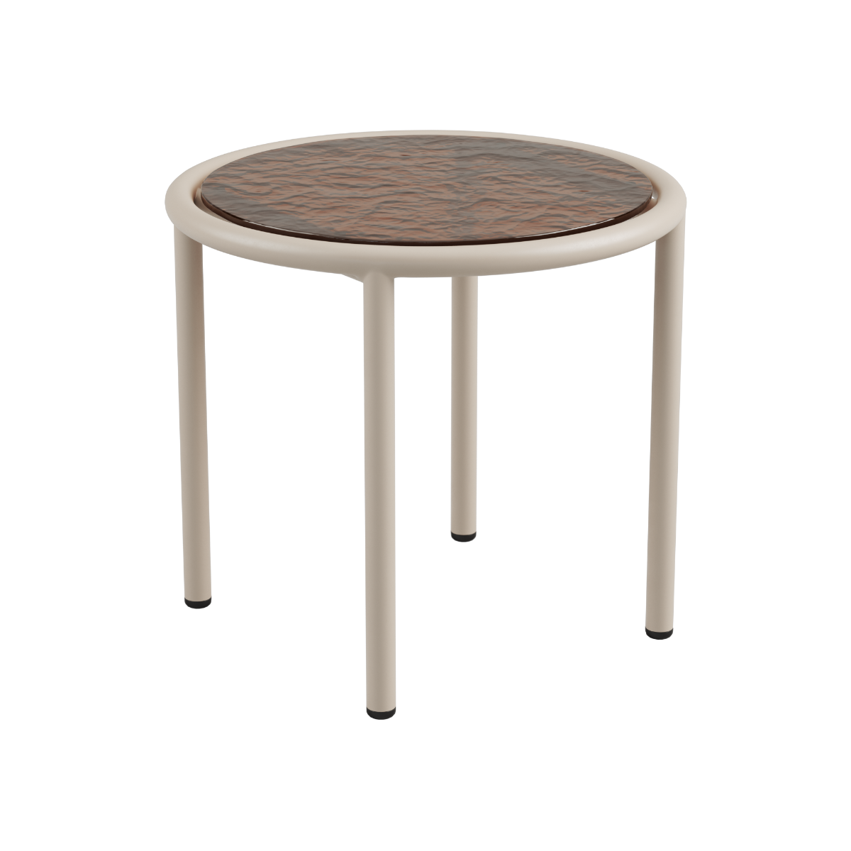 Runder Mollis Side Table Ø50 in Taupe mit pulverbeschichtetem Aluminiumrahmen und getöntem Glas für den Außenbereich. | Mollis Side Table Ø50 - Taupe | SACKit
