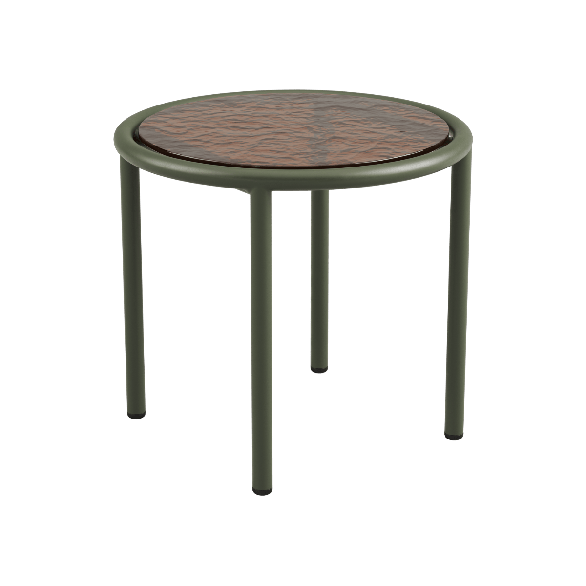 Runder Mollis Side Table Ø50 in Olive mit pulverbeschichtetem Aluminiumrahmen und getöntem Glas, Outdoor - Tisch | Mollis Side Table Ø50 - Olive | SACKit