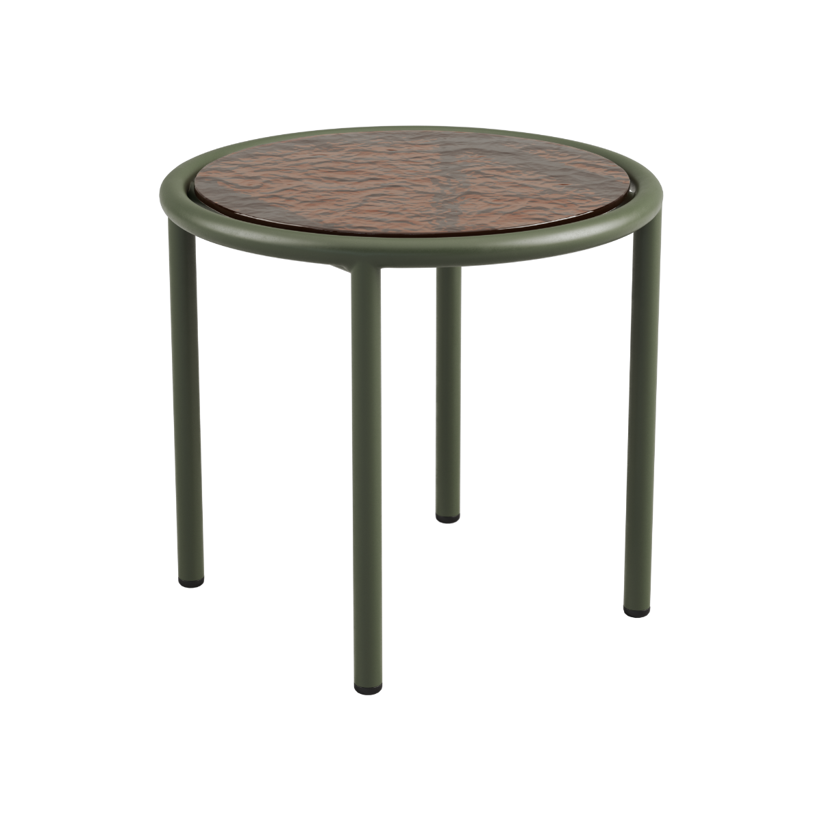 Runder Mollis Side Table Ø50 in Olive mit pulverbeschichtetem Aluminiumrahmen und getöntem Glas, Outdoor - Tisch | Mollis Side Table Ø50 - Olive | SACKit