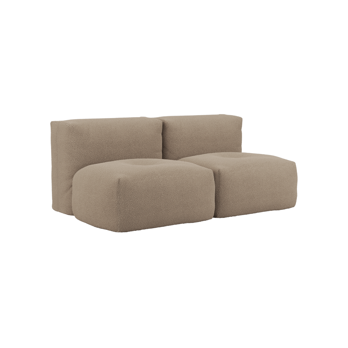 Soft Sofa Indoor 2-Sitzer in braunem Teddy-Stoff mit weicher Polsterung und moderner Form