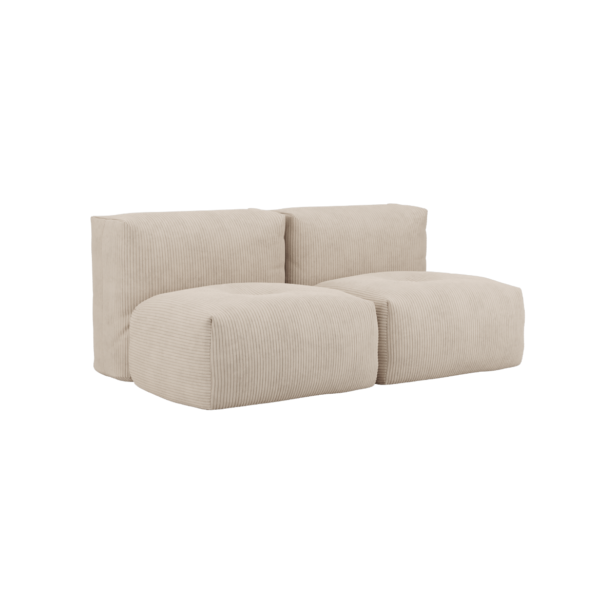 Soft Sofa Indoor 2-Sitzer in Corduroy Beige mit weichem Stoffbezug und moderner Form