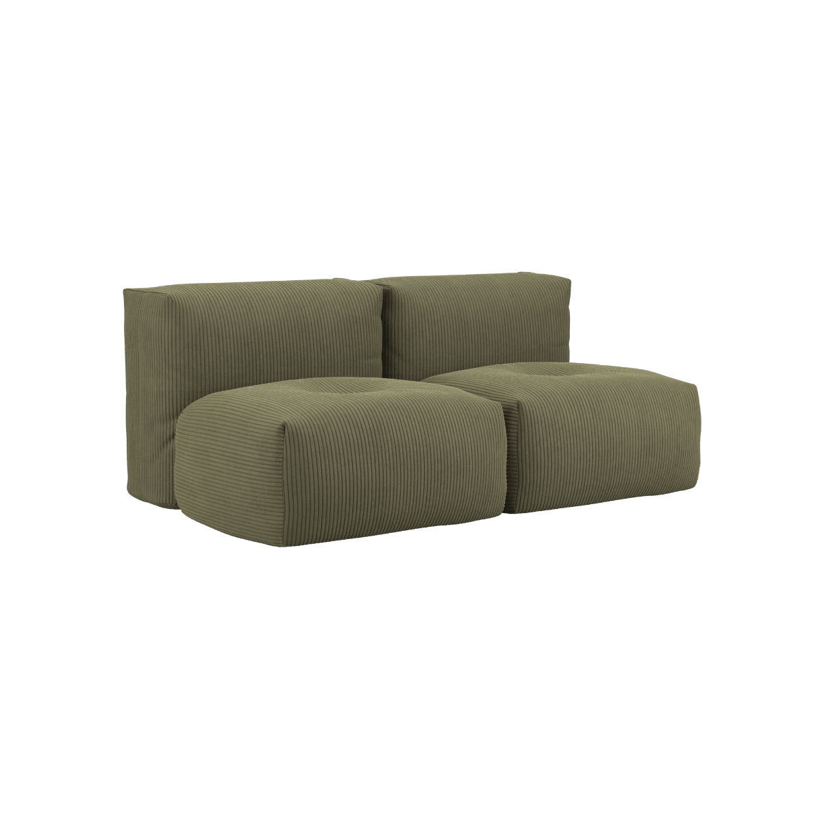 Soft Sofa Indoor 2 - Sitzer mit Corduroy Olive Bezug, weiche und modulare Indoor - Sofaform ohne Gestell. | Soft Sofa Indoor - 2 Seater - Corduroy Olive | SACKit