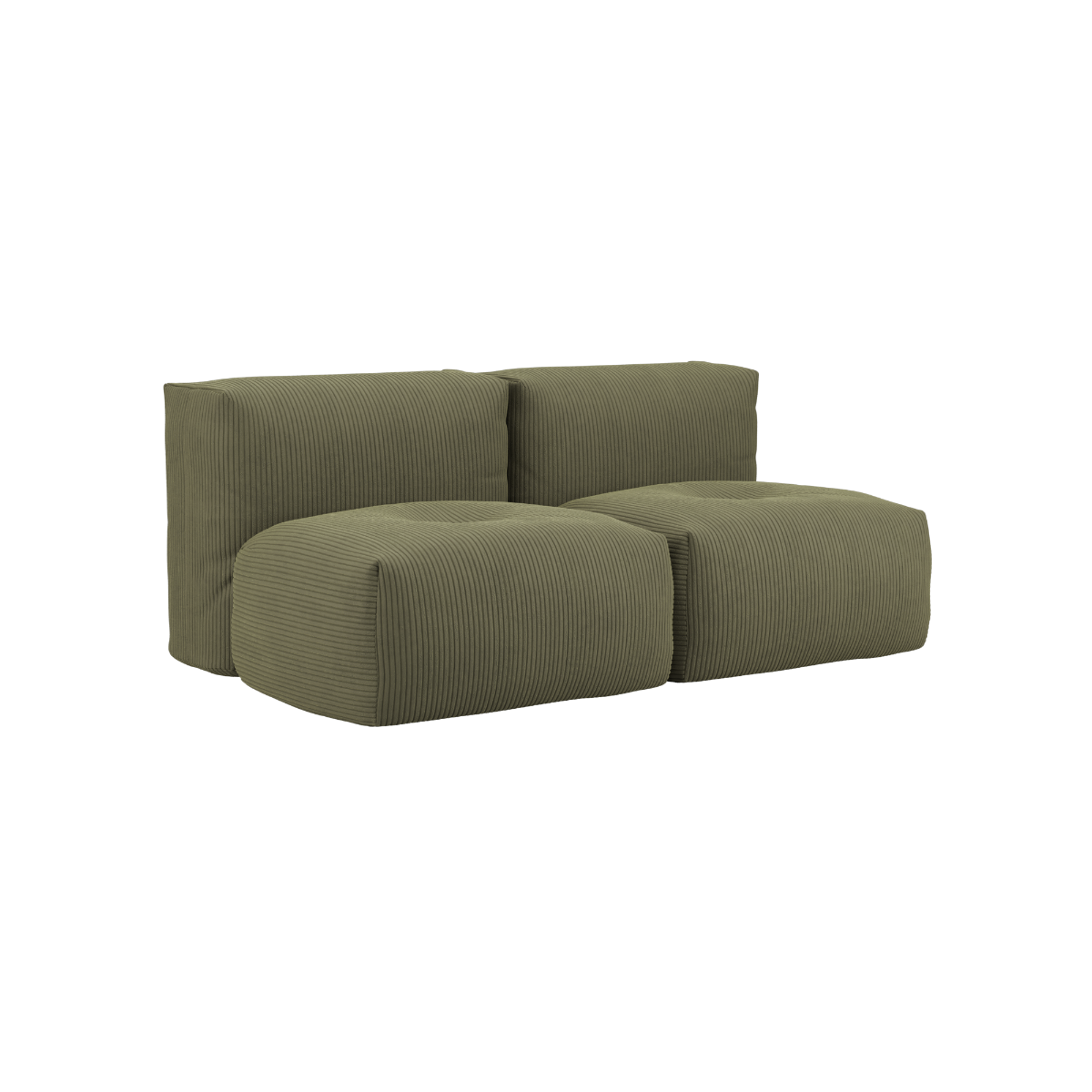 Soft Sofa Indoor 2 - Sitzer mit Corduroy Olive Bezug, weiche und modulare Indoor - Sofaform ohne Gestell. | Soft Sofa Indoor - 2 Seater - Corduroy Olive | SACKit
