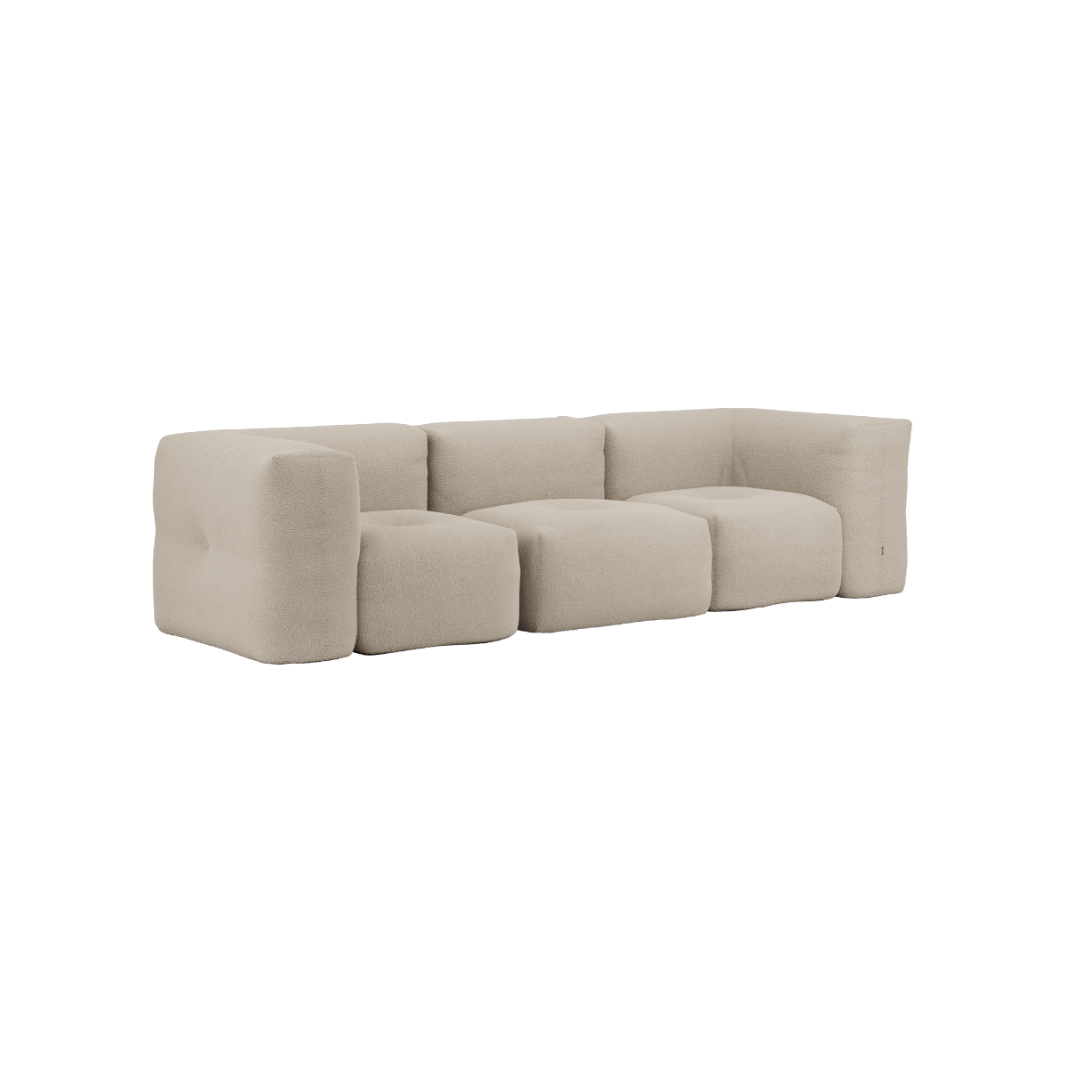 Soft Sofa Indoor 3 - Sitzer ohne Hocker in weichem Teddy Beige Stoff mit modularer Form | Soft Sofa Indoor - 3 Seater - Teddy Beige Ohne Hocker | SACKit