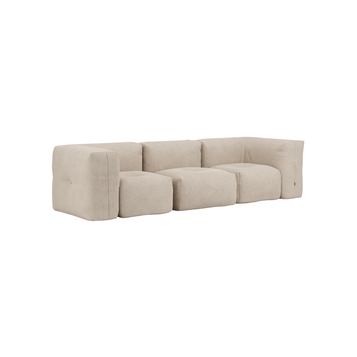 Soft Sofa Indoor 3 - Sitzer ohne Hocker in beige Corduroy mit weicher Polsterung und rutschfester Unterseite | Soft Sofa Indoor - 3 Seater - Corduroy Beige Ohne Hocker | SACKit