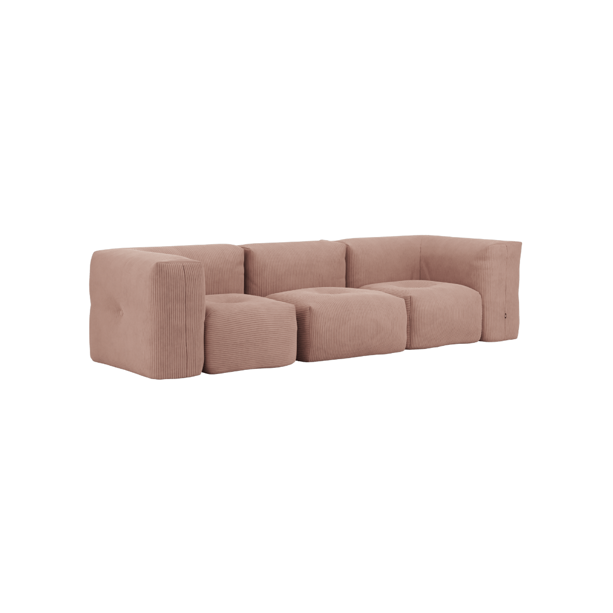 Soft Sofa Indoor 3-Sitzer in Corduroy Rose ohne Hocker, modernes Stoffsofa für Innenräume