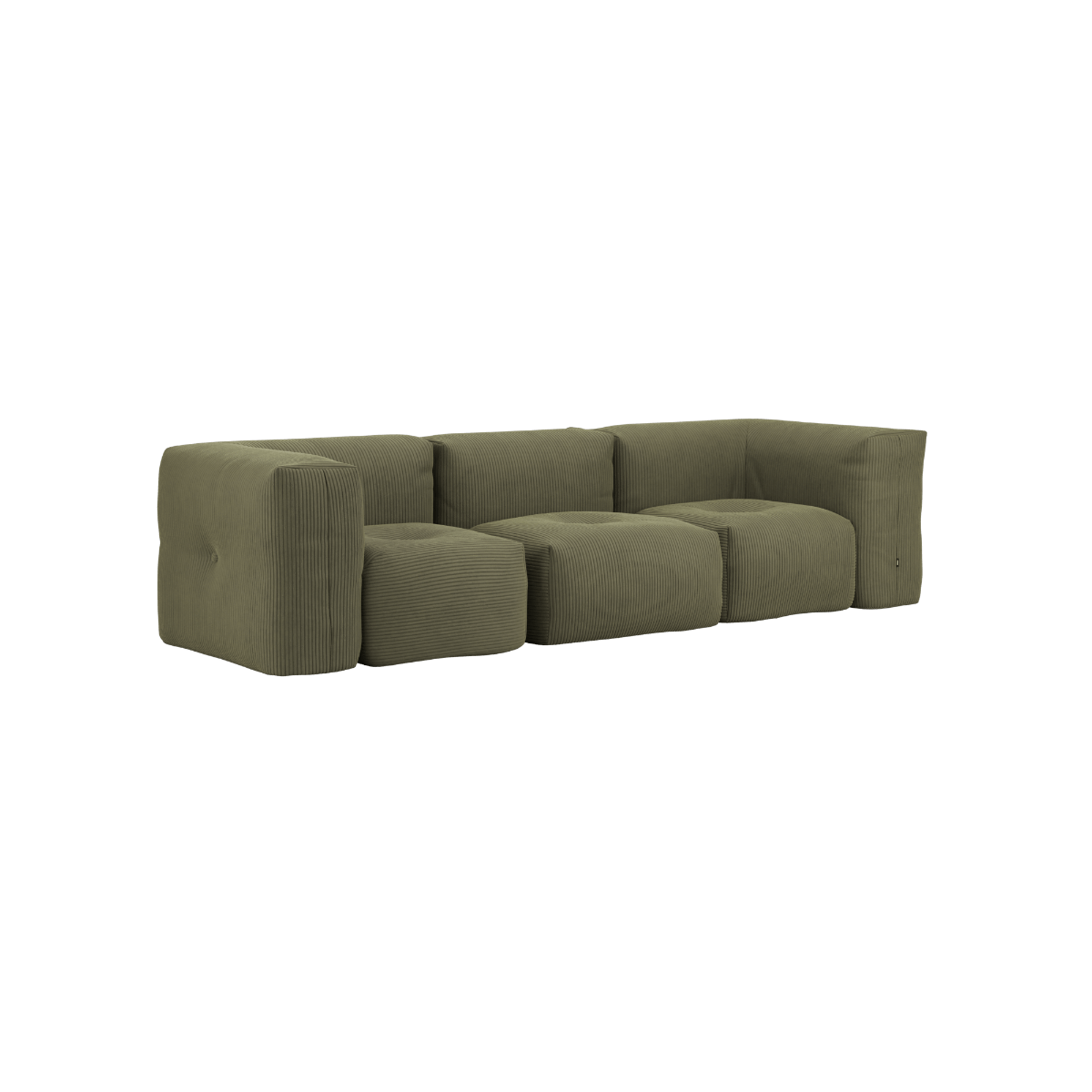 Soft Sofa Indoor 3-Sitzer in Corduroy Olive ohne Hocker, modernes Stoffsofa für Innenbereich