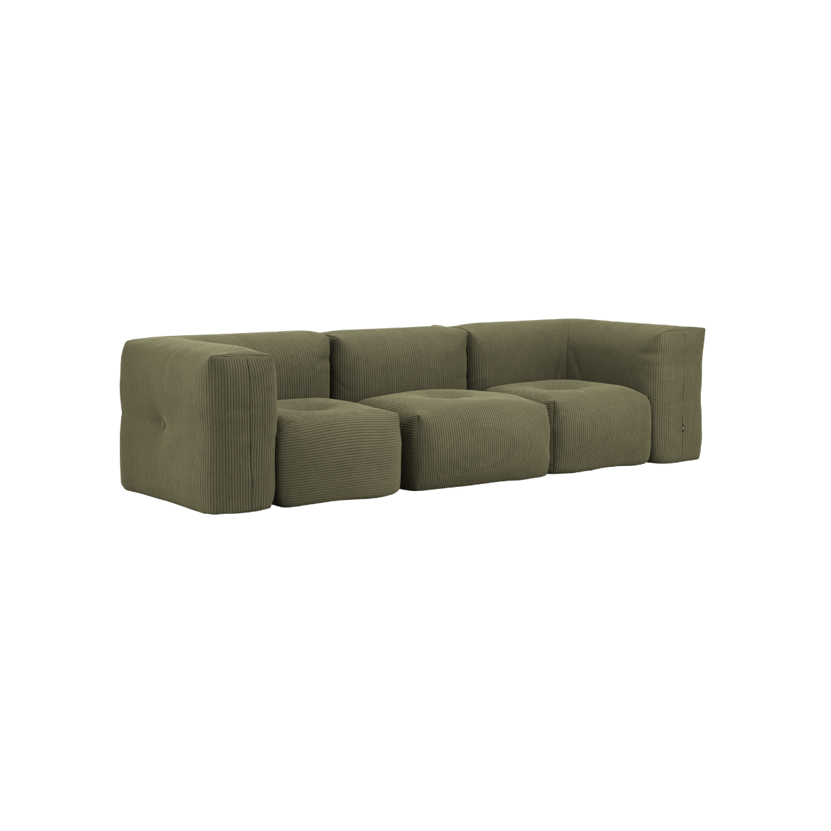 Soft Sofa Indoor 3 - Sitzer in Corduroy Olive ohne Hocker, weiches, flexibles Design ohne Gestell | Soft Sofa Indoor - 3 Seater - Corduroy Olive Ohne Hocker | SACKit
