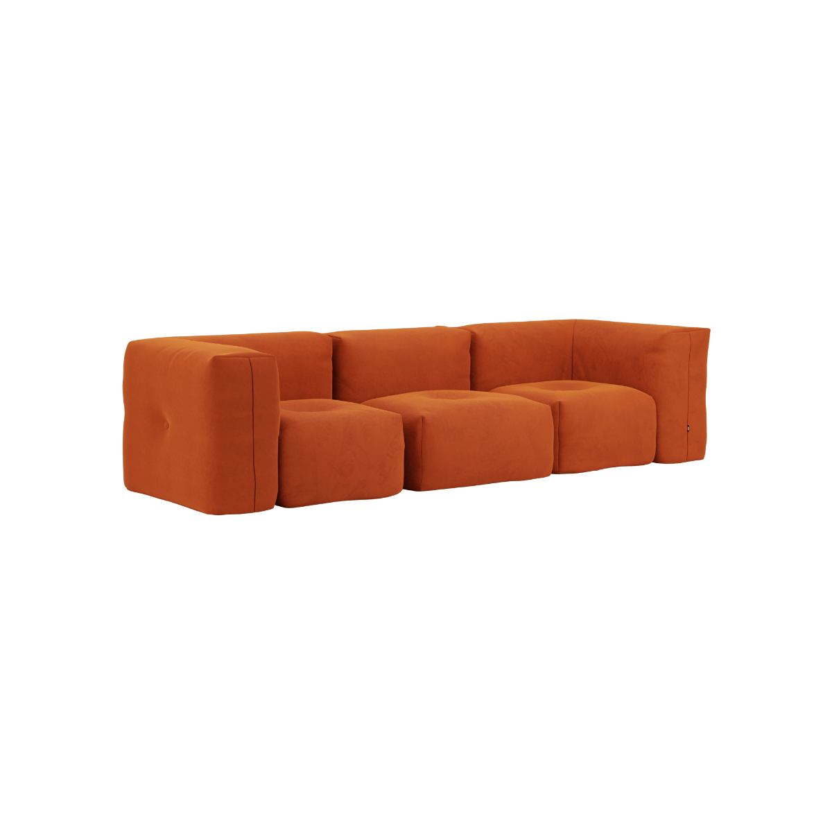 Soft Sofa Indoor 3-Sitzer in orangefarbenem Jaquard ohne Hocker, modernes Design, weicher Stoff