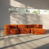 Soft Sofa Indoor 3-Sitzer in beigem Corduroy-Stoff, modernes modulares Design für drinnen.