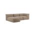 Soft Sofa Indoor 3-Sitzer mit Lounger in braunem Teddy-Stoff, modernes modulares Design.