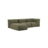 Soft Sofa Indoor 3-Sitzer mit Lounger in Corduroy Olive Stoff, modernes modulares Design