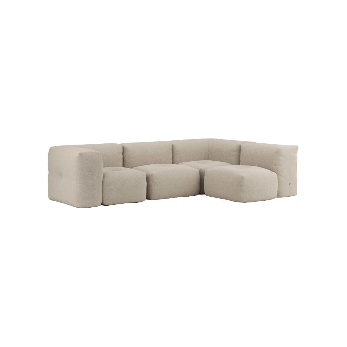 Soft Sofa Indoor 4-Sitzer Ecksofa in Teddy Beige Stoff mit modularer Bauweise und weicher Polsterung