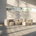 Soft Sofa Indoor 4-Sitzer Ecksofa in beigem Teddy-Stoff, modernes Design, modulare Bauweise, weiche Polsterung