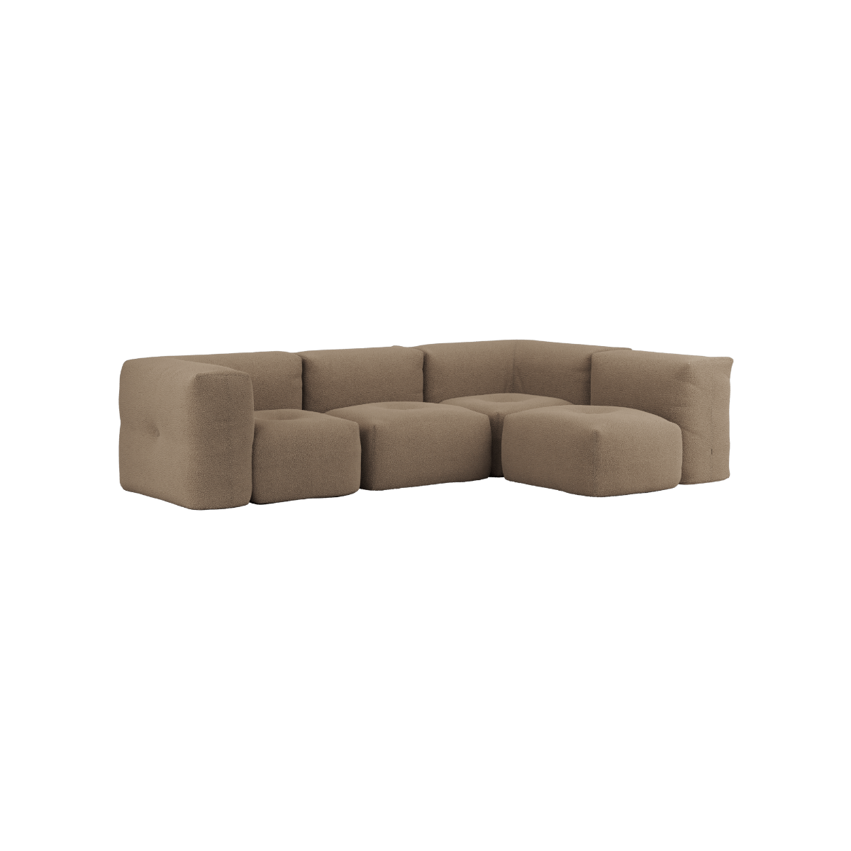Soft Sofa Indoor 4-Sitzer Ecksofa in braunem Teddy-Stoff mit modularer Bauweise und abnehmbarem Bezug