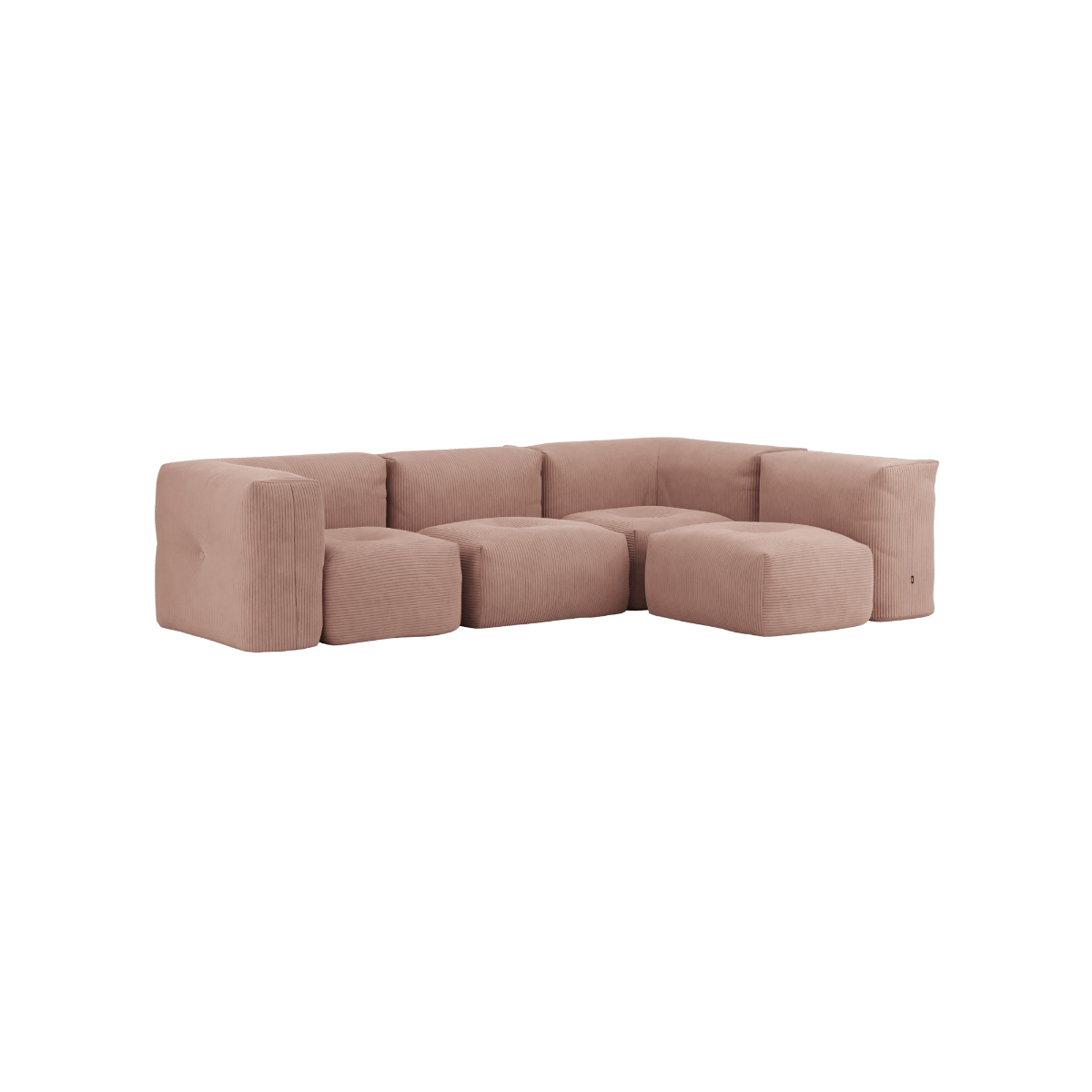 Soft Sofa Indoor 4-Sitzer Ecksofa in Corduroy Rose Stoff mit modularer Bauweise und weicher Polsterung