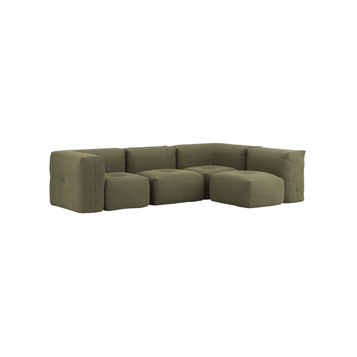 Soft Sofa Indoor 4 - Sitzer Ecksofa in Corduroy Olive mit weicher Polsterung und modularer Form | Soft Sofa Indoor - 4 Seater Corner Sofa - Corduroy Olive | SACKit